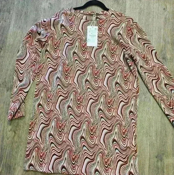 ZARA JACQUARD DRESS SIZE  SMALL - Picture 2 of 5